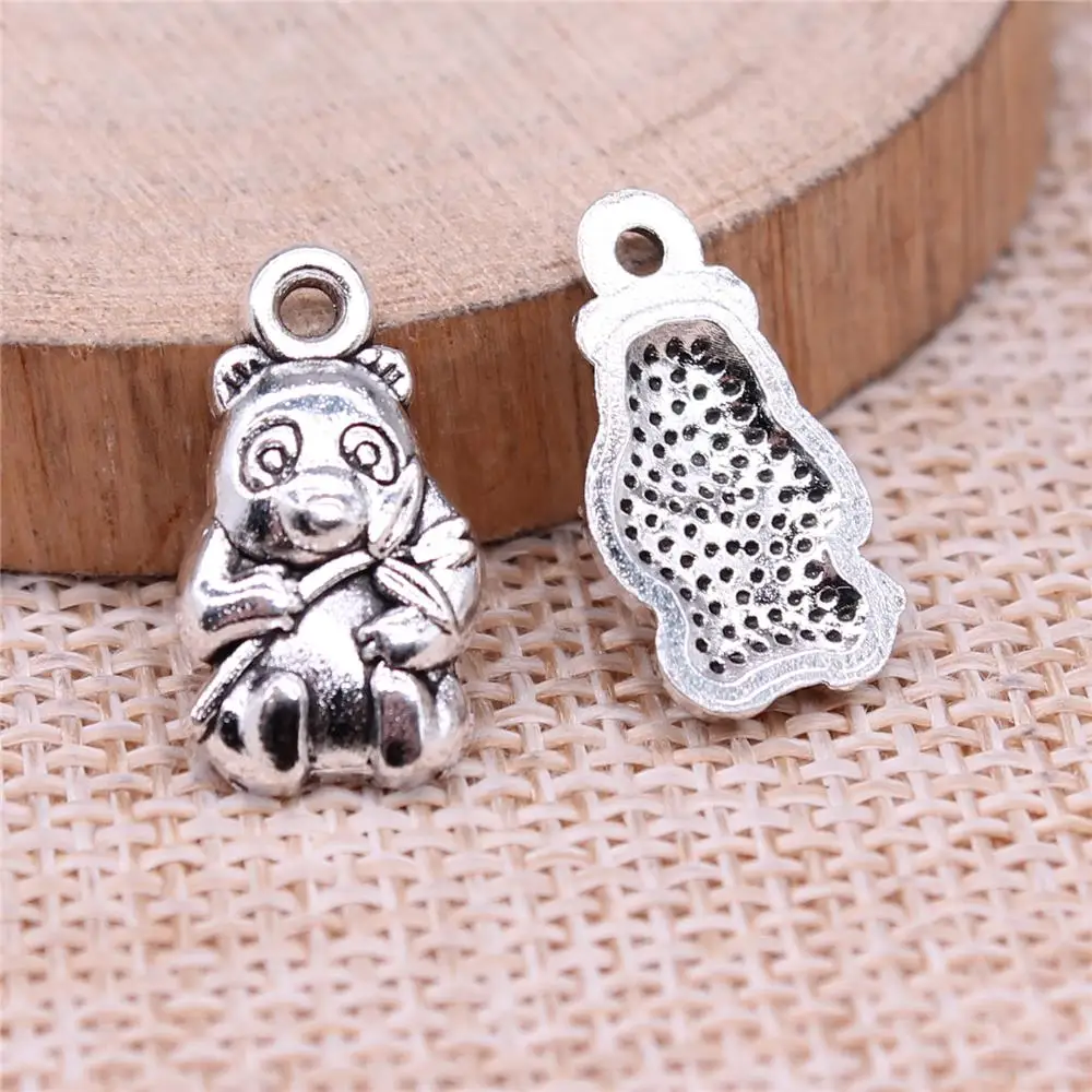 

Panda Charms For Jewelry Making Findings Handmade DIY Craft 20pcs Antique Silver Color 18x10mm