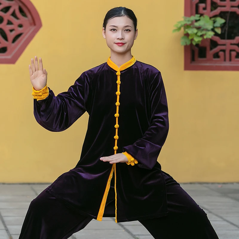 Velour Wushu Clothing Martial Arts Suit Taichi Performance Kung Fu Outfit Autumn Winter Velvet Tai Chi Uniform TA1889 | Тематическая