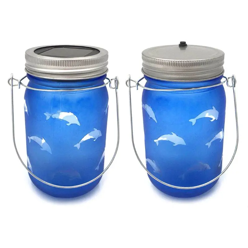 Стеклянный подвесной светильник в виде дельфина на солнечной батарее