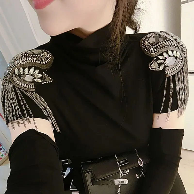 

Women Kids Handmade Shoulder Badge Rhinestone Beaded Metal Tassels Epaulettes