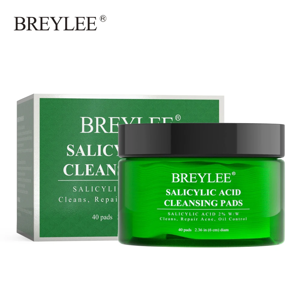 BREYLEE Facial Care Salicylic Acid Cotton Pads Serum Face Oil Control Removal Cleaning Pores Treatment Blackhead Pimple Essence