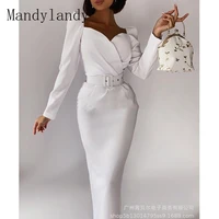 mandylandy dress womens sexy v neck long sleeve strapless dress autumn fashion solid color slim high waist dress