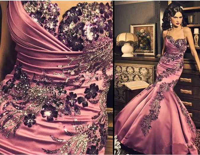 

free shipping 2013 maxi dresses long Formal vestidos formales Evening Strapless Applique Flower Satin Corset Vintage Prom Gown
