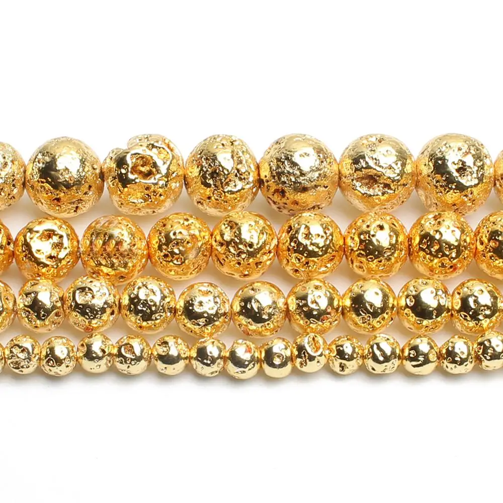 Золотые бусины из натурального лавового камня гематита 4/6/8/10 мм круглые россыпью