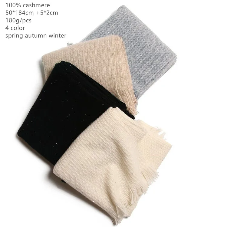 Naizaiga 100% кашемировый тканый шарф с блестками однотонный Зимний толстый теплый