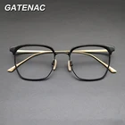 Очки для зрения в винтажном стиле для мужчин и женщин, оптические Квадратные аксессуары для коррекции зрения по рецепту, в ацетатной титановой оправе, роскошные дизайнерские, с большой оправой