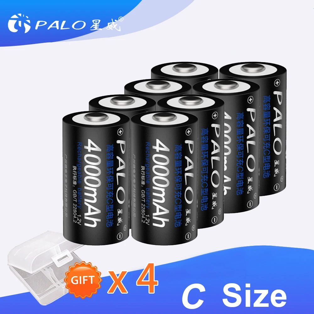 

1-8 pcs 1.2V C Size Rechargeable Battery Type C 1.2V 4000mAh NI-MH nimh ni mh High Capacity Current Rechargeable Batteries