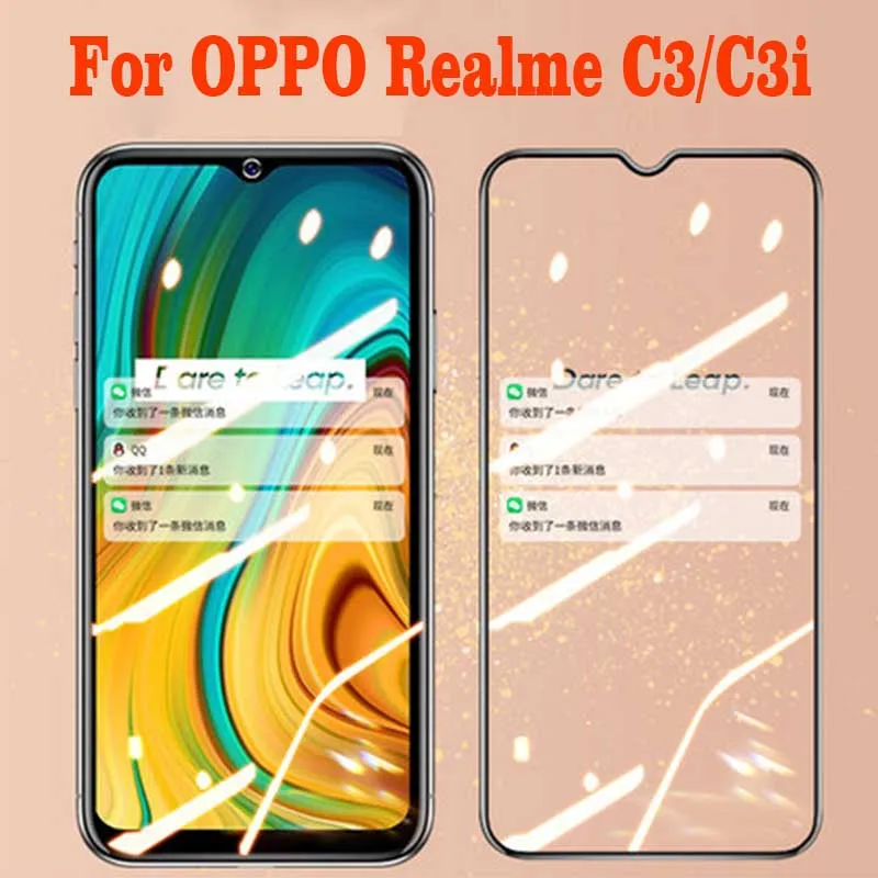 Закаленное 3D стекло с полным покрытием 2 шт. для OPPO Realme C3 полное покрытие 9H