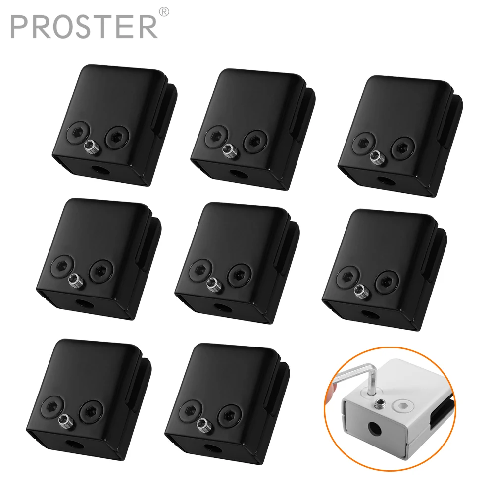 PROSTER 8 шт. квадратный Стекло зажимы Нержавеющая сталь 304 зажим с плоской задней частью кронштейн полки балюстрада держатель зажим для 8-10 мм черный/белый цвет - изображение