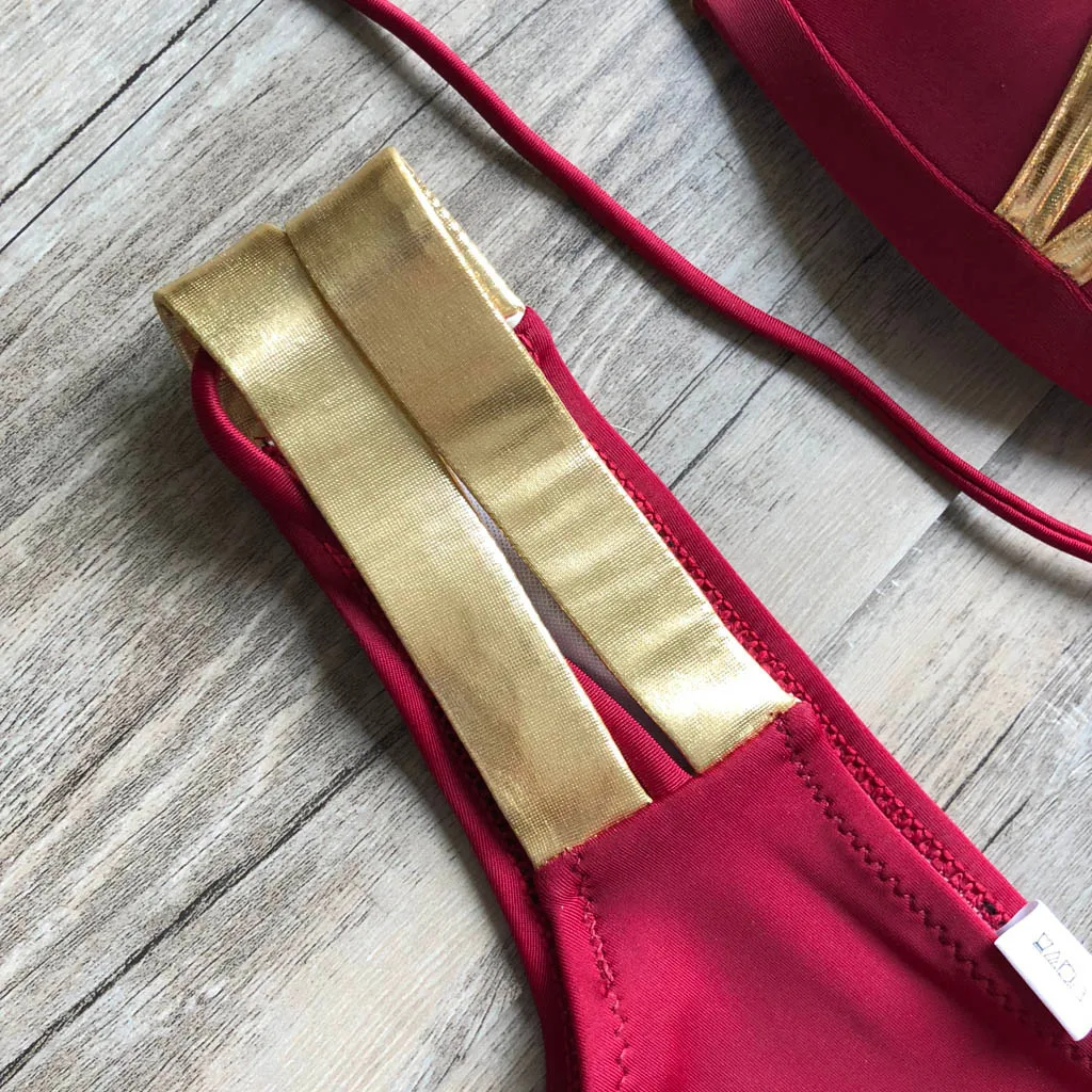 Женский комплект бикини на шнуровке популярный спортивный купальник с штампами