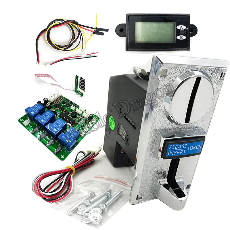 616 Multi  Coin Acceptor Selector DIY Kit USB JY21 Timer Board Bundle with LCD Display Meter Coin-Operated Time Control Device