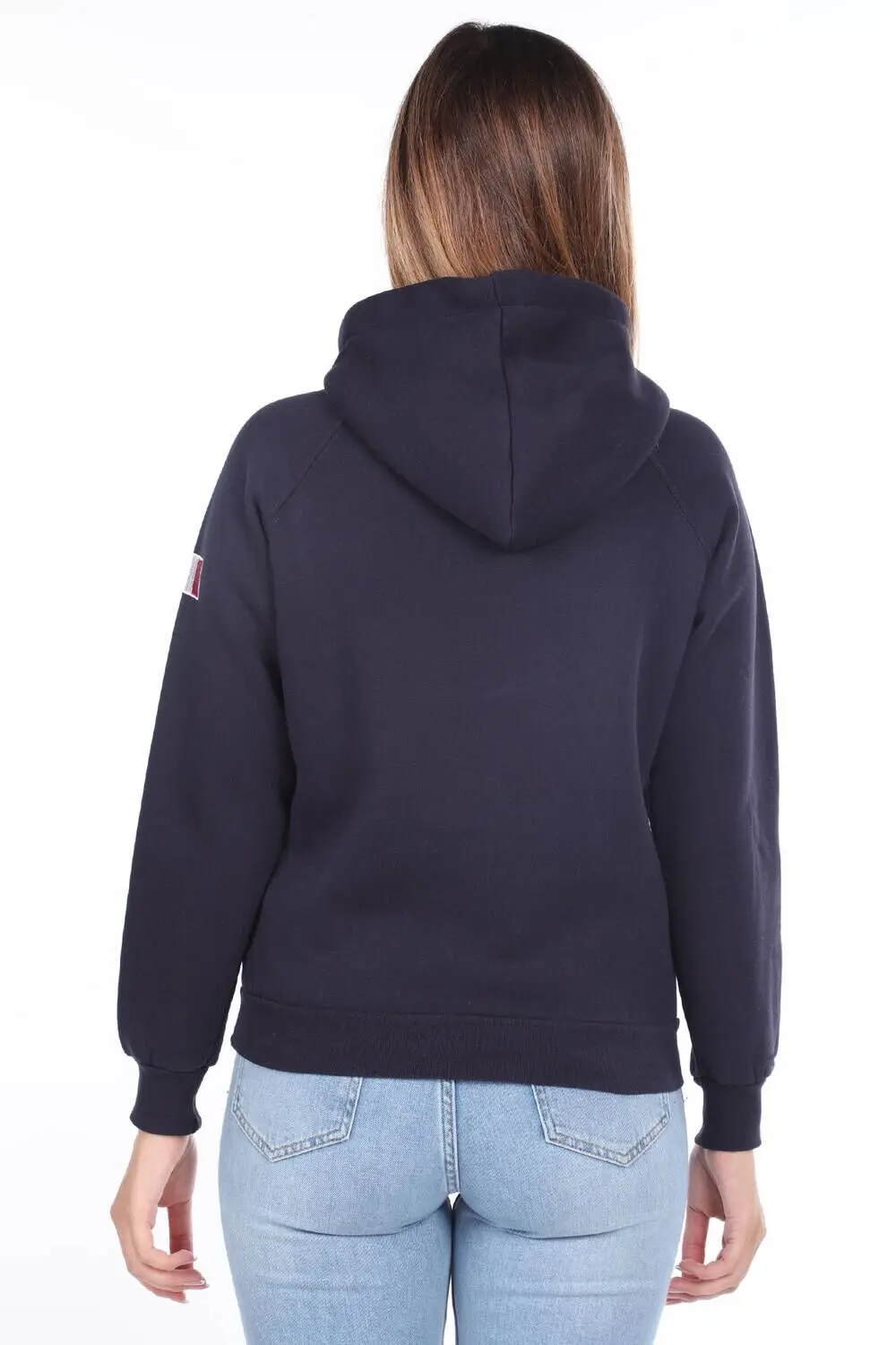 

Paris France Applique Navy Blue Inner Fleece Hooded Womens Sweatshirt