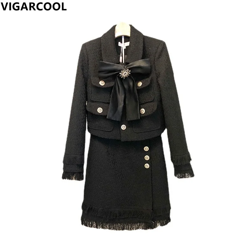 

Женский твидовый костюм из двух предметов, элегантный пиджак с начесом и короткая юбка с эффектом потертости, Осень-зима