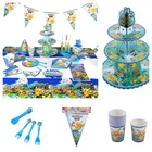 Декор для дня рождения с покемоном Пикачу, аниме, мультяшная тема, посуда, тарелка, чашка, торт, топ, шляпа для мальчиков и девочек, товары для дня рождения