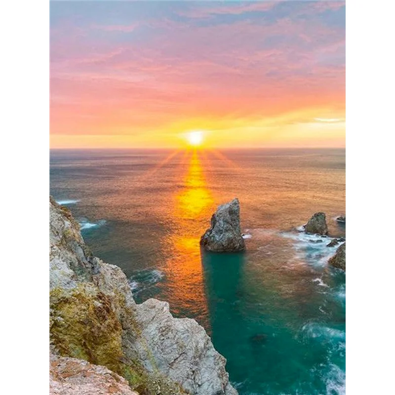 

GATYZTORY 60x75cm Frame Oil Painting Set Sun Landscape Acrylic By Numbers Drawing Canvas Sea Picture Coloring Wall Art Diy Home