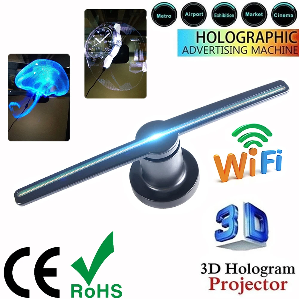 3d fan Hologram projector Advertising Display hologram Fan Holographic Imaging lamp 3d Display Advertising logo Light Decoration