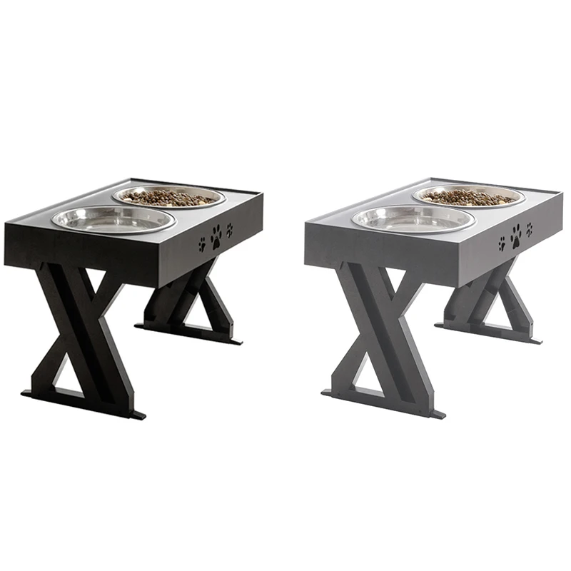 

Practical Dogs Double Non-Slip Bowl Adjustable Heights Pet Cat Food Feeding Dish Bowls Small Medium Big Dogs Water Feeder