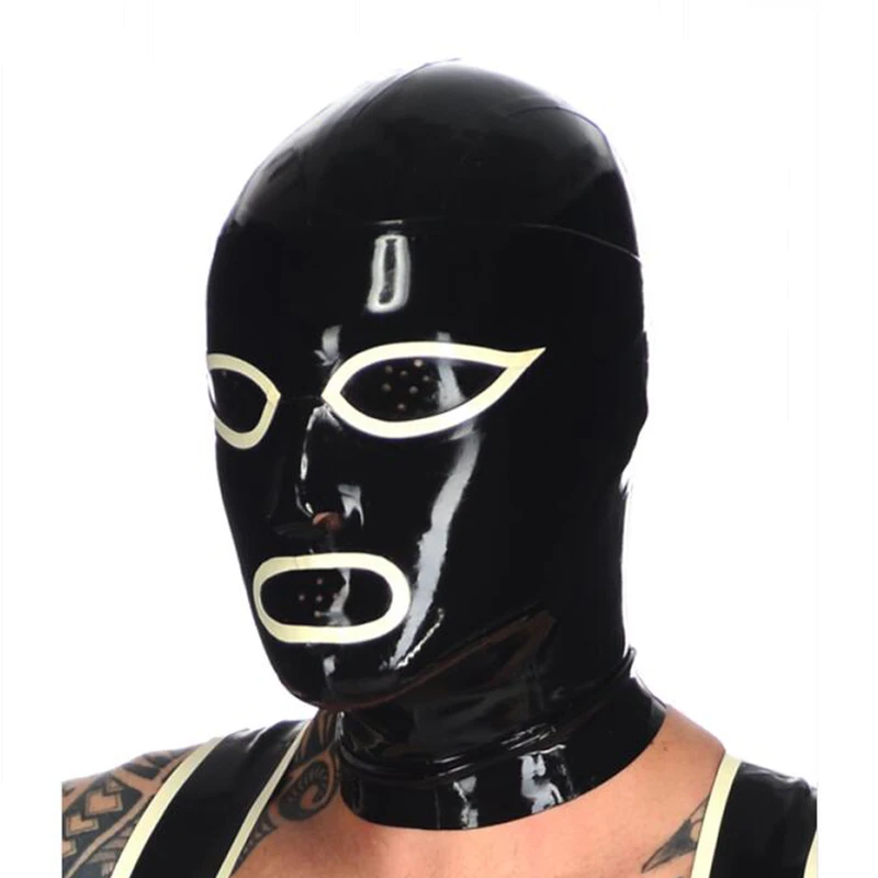 2019 sexy exotic lingerie black latex rubber fly eyes mouth mask hoods hood full face fetish cekc uniform customize size XS-XXL |