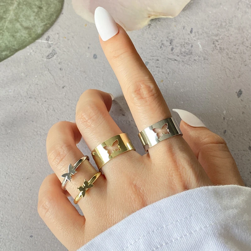 

2021 Trend All-Match Individuality Animation Many Niche Creative Vintage Heart Rings Set Women and Men Jewelry Party Wedding