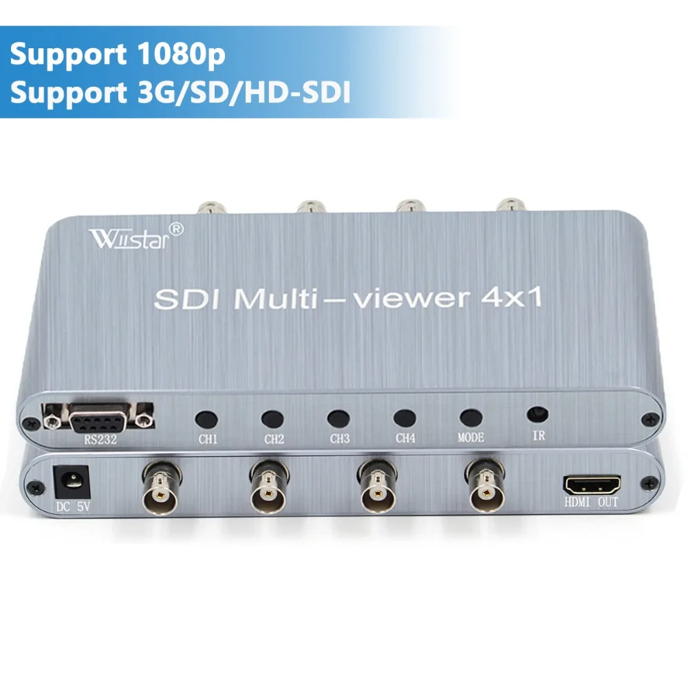 Коммутатор SDI multi-просмотра 4X1 SDI в HDMI SDI 4 в HDMI 1 выход 1080p SD/HD/3G-SDI RS232 для ПК видеоконференции ТВ монитор