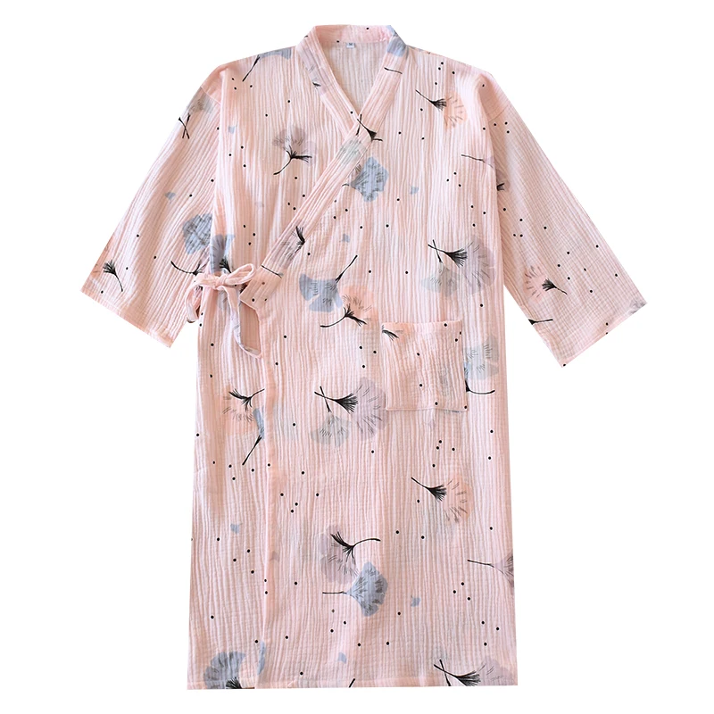 Женские повседневные удобные халаты пижамы марлевый креп хлопок свободное