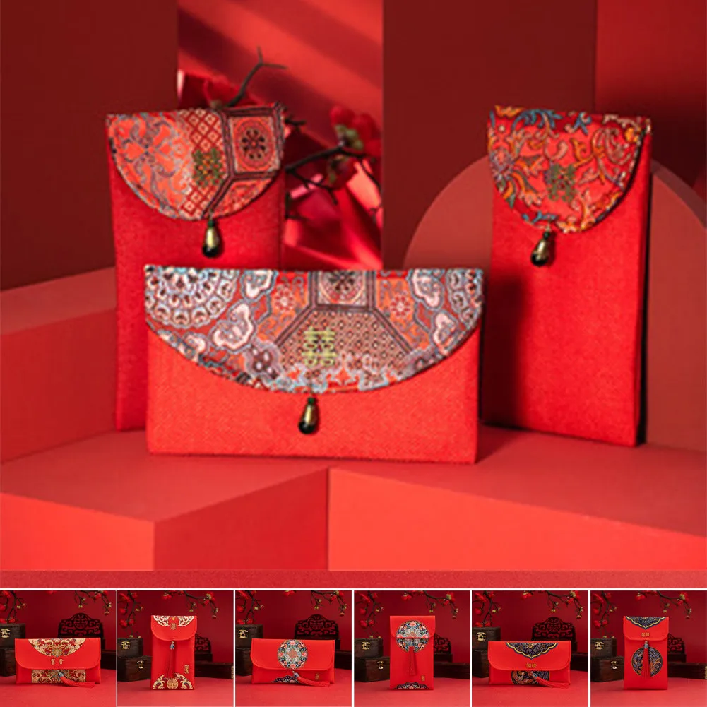 

Brocade Red Envelope Personality Money Pocket New Year's Blessing Bag Chinese Wedding Birthday Spring Festival Gifting Pouch