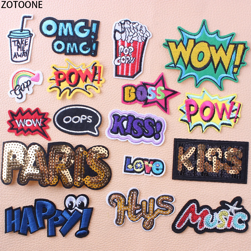 Нашивка ZOTOONE с блестками и надписями для одежды вышитые надписи сделай