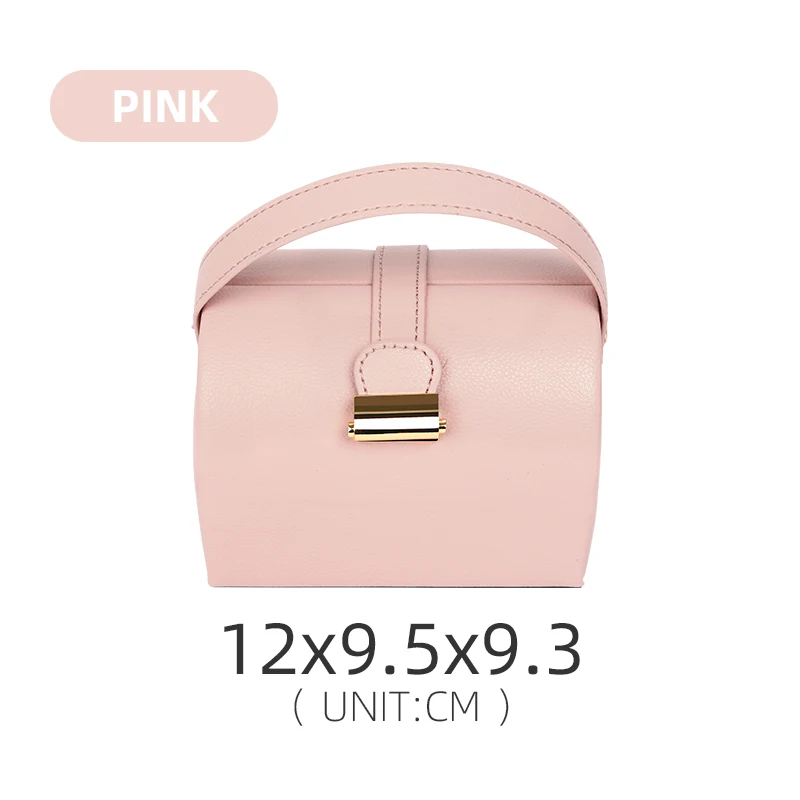 

Pink Portable Lock Pu Leather Femal Jewelry Display Storage Box For Earring Ring Pendent Jewellry Organizer For Girl Travel Gift