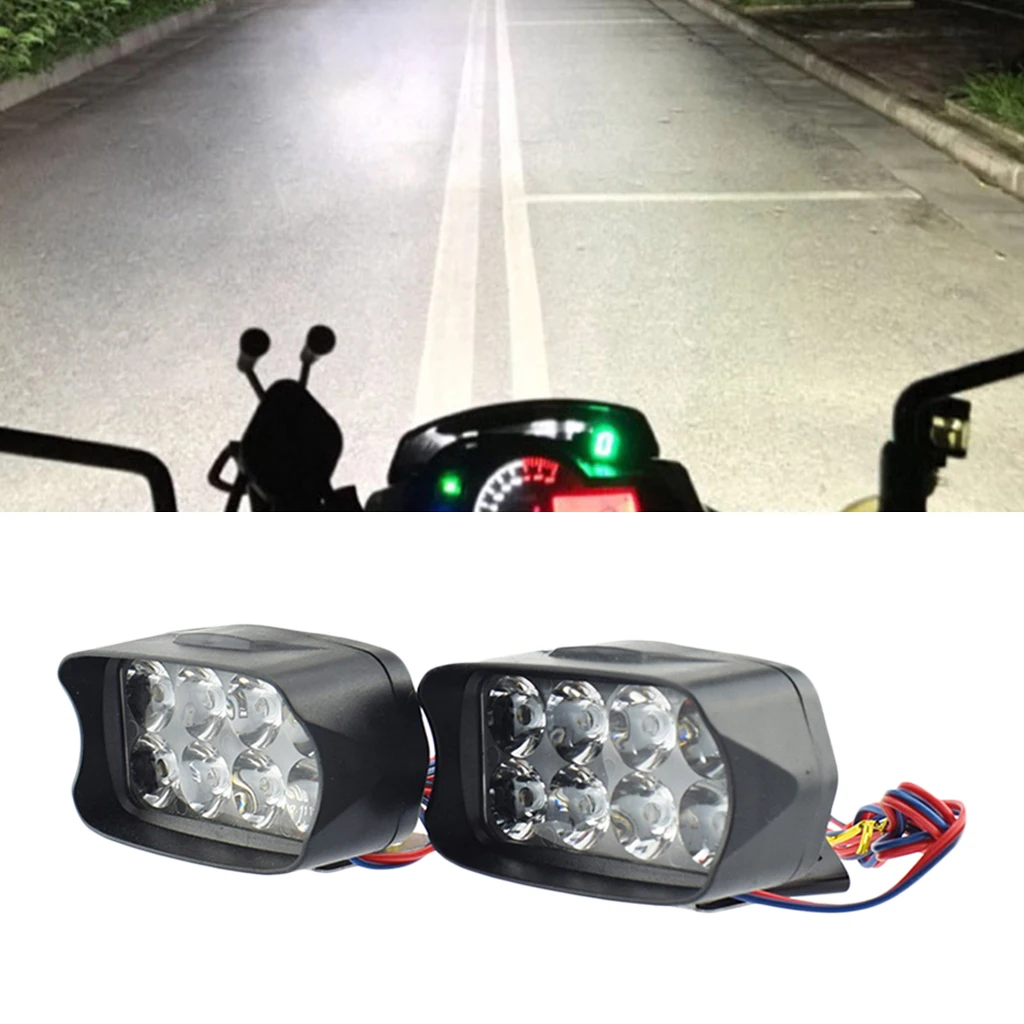 Мотоциклы 12V 6500K 8 светодиодный 2pcs дополнительная лобовая фара