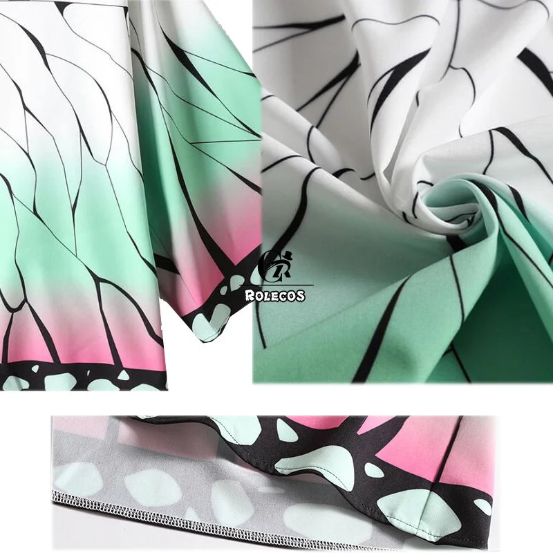 ROLECOS аниме демон Slayer Косплей Костюм Kochou Shinobu кимоно Kimetsu no Yaiba женское Мужское