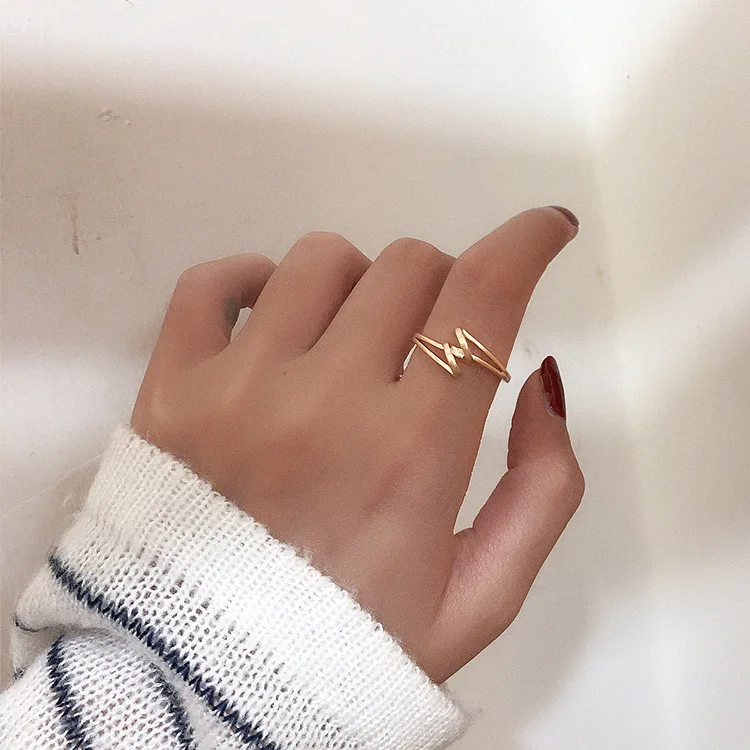 Новинка 2019 корейский дизайн шикарное простое металлическое кольцо с волной