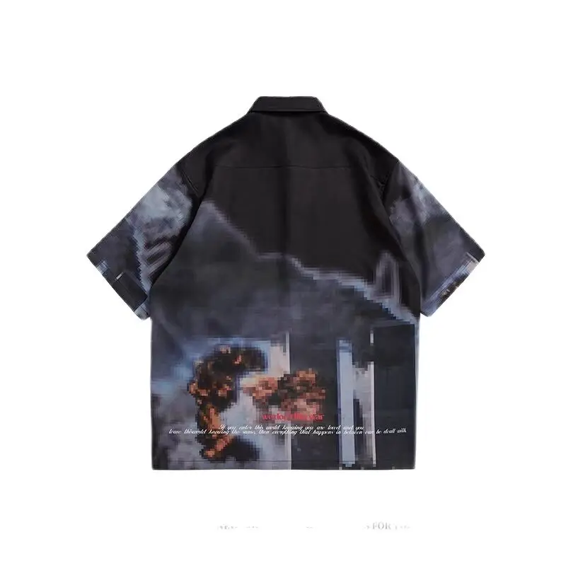 

Men's new Oversize Spring and summer Abstract personalized printed short sleeve shirt