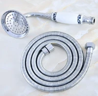 hotelspa chrome brass 59 extra long flexible tube stretchable hose pipe ceramic hand held spray shower head dhh025