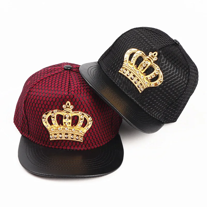 

New Crown Metal Standard Hip Hop Hat Street Hipster Net Hats Flat Couple Cap Women Snapback Baseball Caps Lover Net K Pop Hat