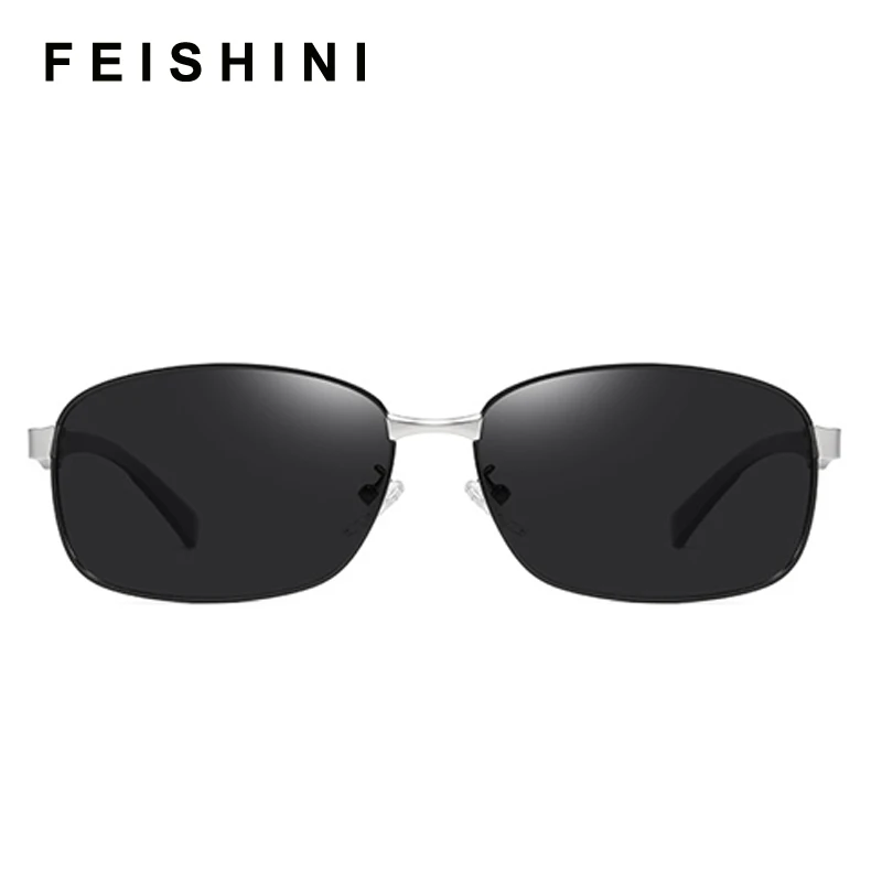 Мужские прямоугольные солнцезащитные очки FEISHINI 2020 Halley металлические