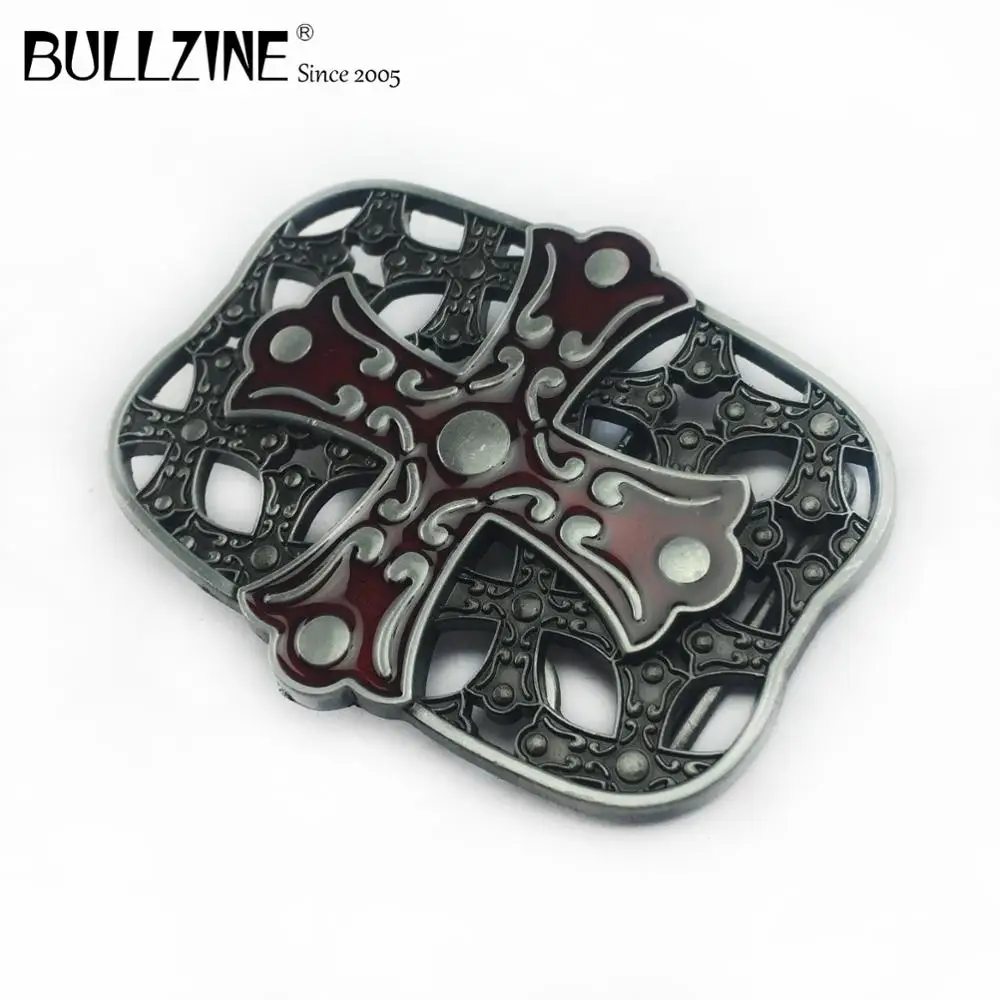 The Bullzine Cross belt buckle with red enamel pewter finish FP-02240 suitable for 4cm width | Дом и сад