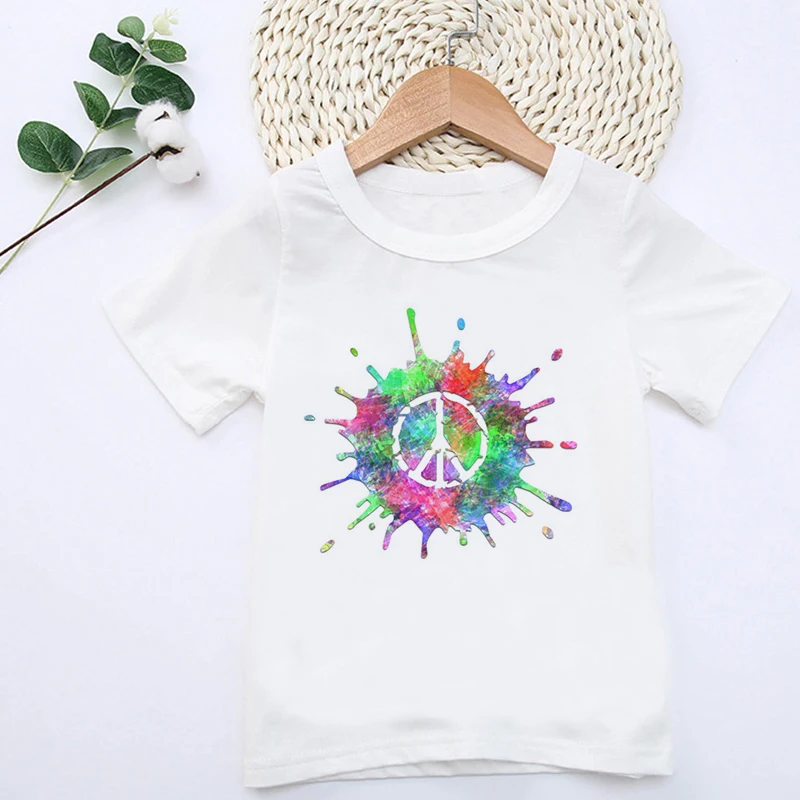 

White Print Girls Clothes Fashion Irregular Boys T Shirts Harajuku Design Tie Dye Kits for Kids Pattern Printing Baby Tee 2021