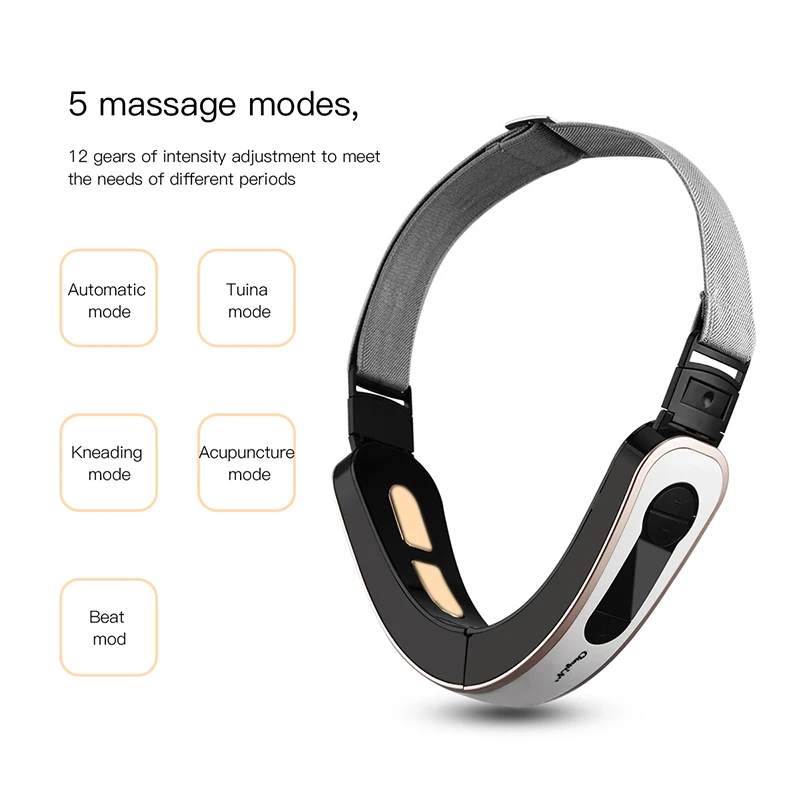 

V Shape Ems Vibration Facial Slimming Lcd Display Face Lift Up Belt Double Chin Thinning Face Lifting Device Neck Thin Lift