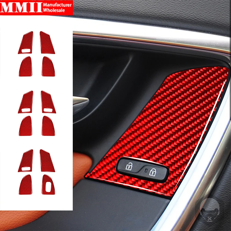 Carbon Fiber For Volvo V60 XC60 2010-2017 S60 2010-2018 Car Window Lift Button Decoration Sticker Trim Interior Accessories