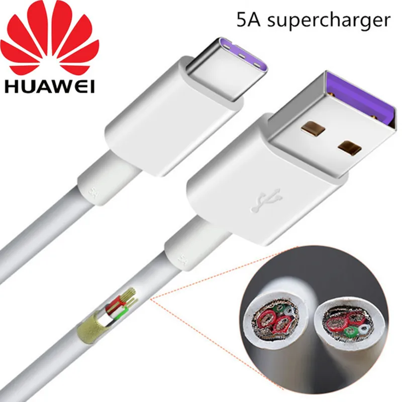 Оригинальный кабель Huawei SuperCharge Type-C 5A для быстрой зарядки и передачи данных USB-C P30