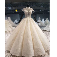 bgw 3136ht new high neck wedding dress 2020 simple short sleeve lace up off white crystal ball gown bride dress vestido de noiva