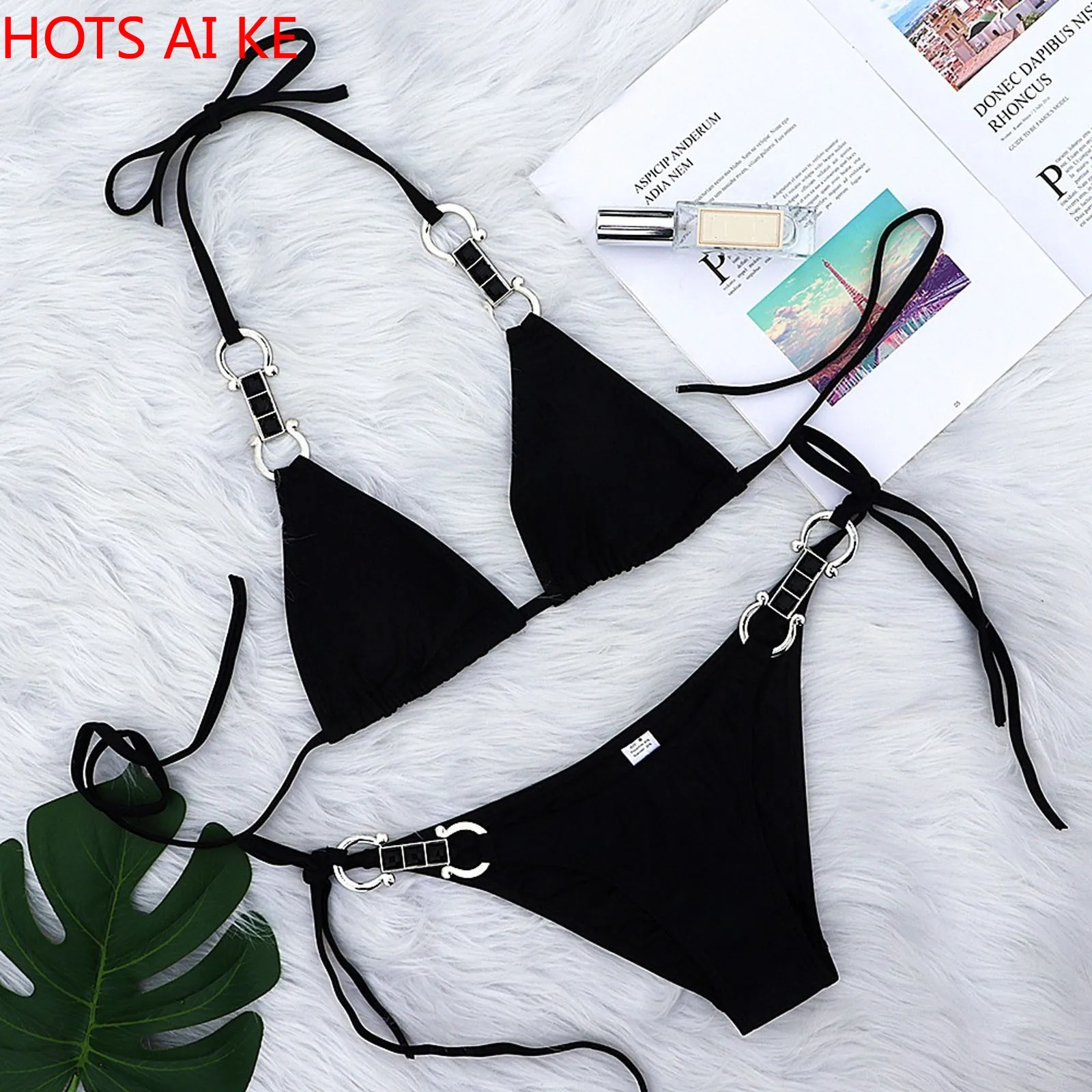 

Women Thong Push Up Bikinis Set Diamond Decoration Bikini Set Push Up Swimsuit Beachwear Padded Swimwear