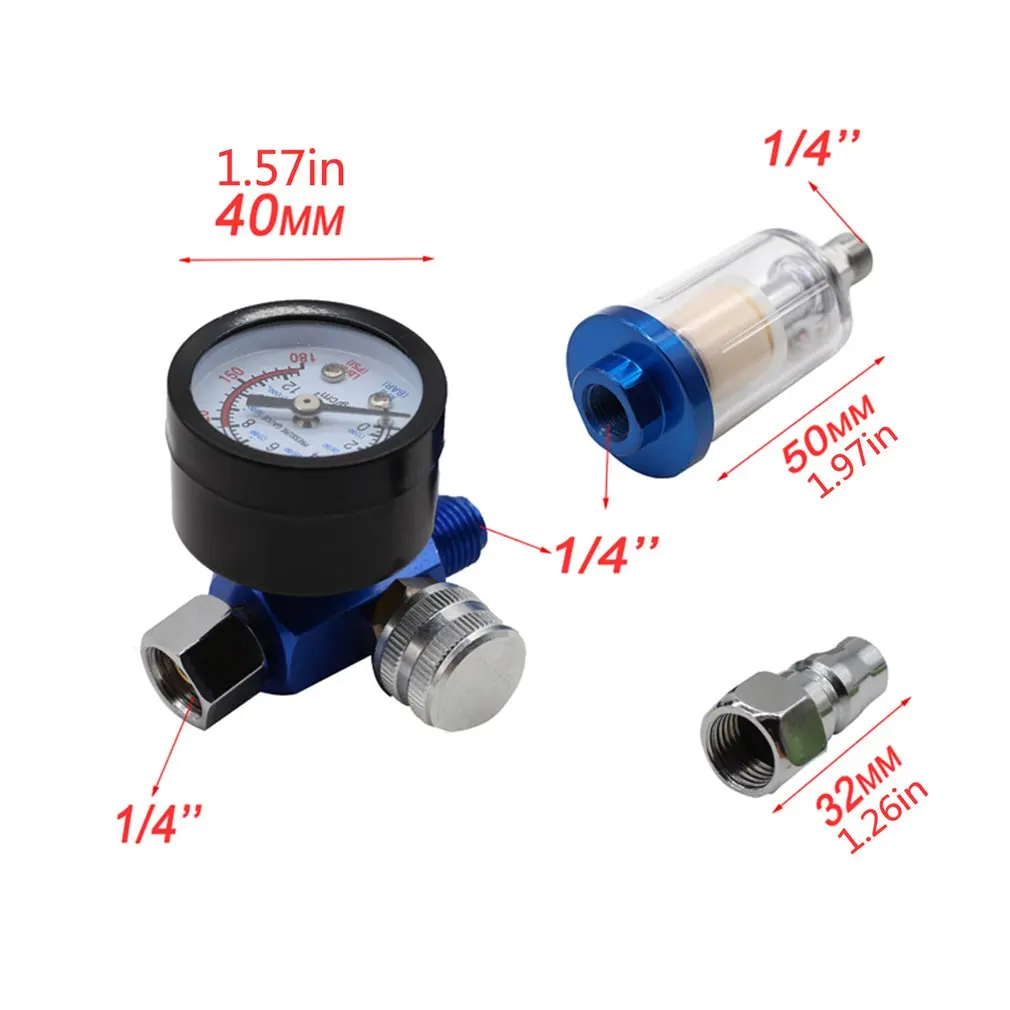 

Spray Gun Air Regulator Gauge & In-line Water Trap Filter Tool Spray Gun Regulator and Mini Spray Gun Air Filte