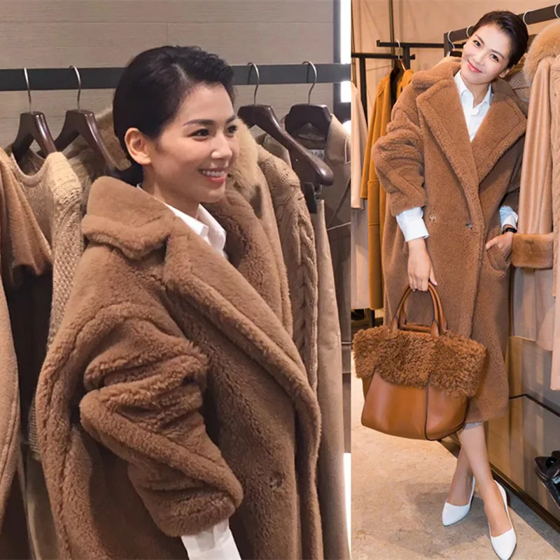 

Женское пальто из искусственного меха TRODEAM, свободная ветровка средней длины из овечьей шерсти, Осень-зима 2021