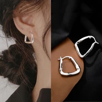 fmily minimalist 925 silver needle geometric irregular hollow earrings retro fashion exquisite jewelry for girlfriend gift