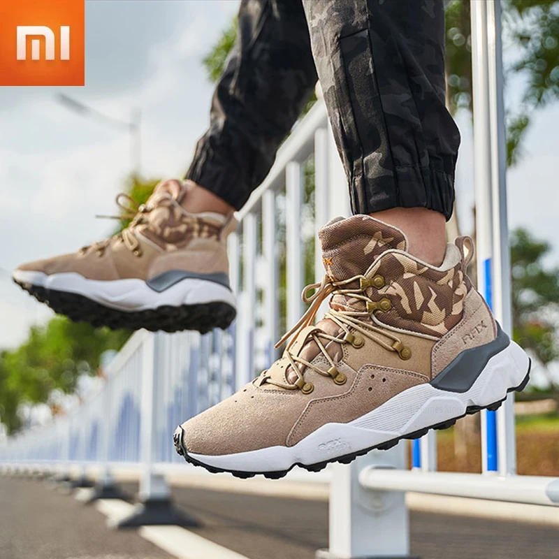 Кроссовки Xiaomi Mijia Rax, повседневные камуфляжные, в стиле ретро, из воловьей кожи, утолщенные, амортизирующие, резиновая нескользящая подошва, большие размеры