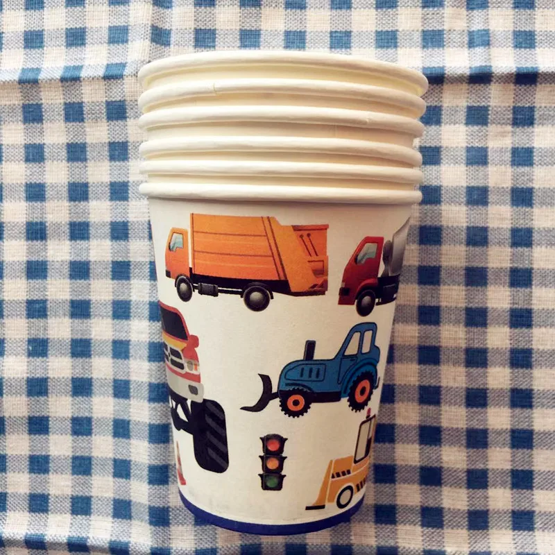 18 шт./компл. красочные Мультяшные автомобили грузовик тема Contruction одноразовые