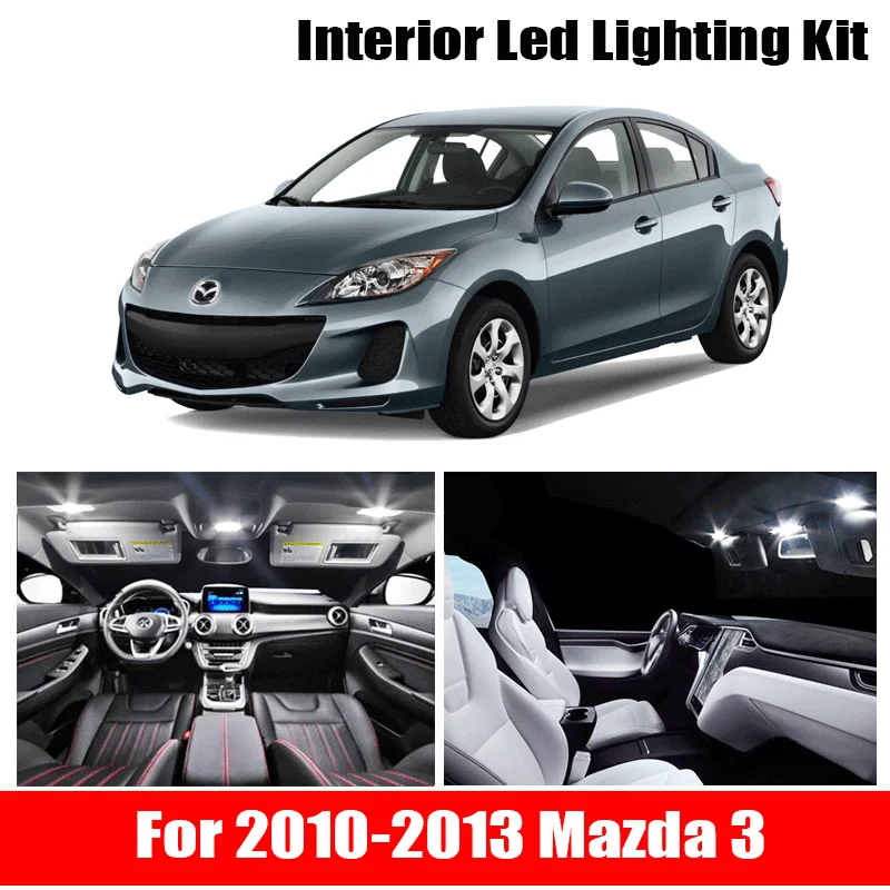 

9x Canbus Error Free LED Interior Light Kit Package for 2010-2013 Mazda 3 Sedaan or Hatchback Car Accessories Map Dome Light