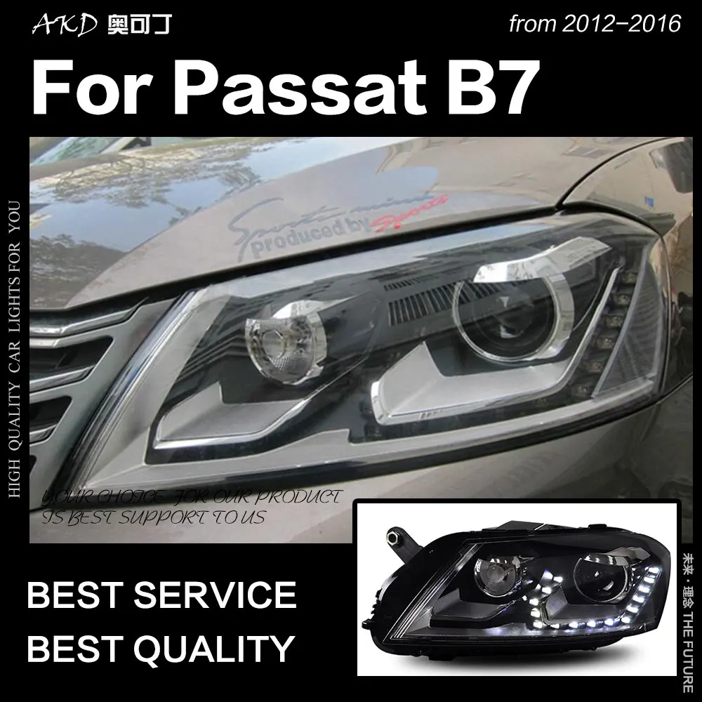 AKD автомобильный Стайлинг для VW Passat B7 фары 2012 2016 европейские светодиодный ные DRL Hid