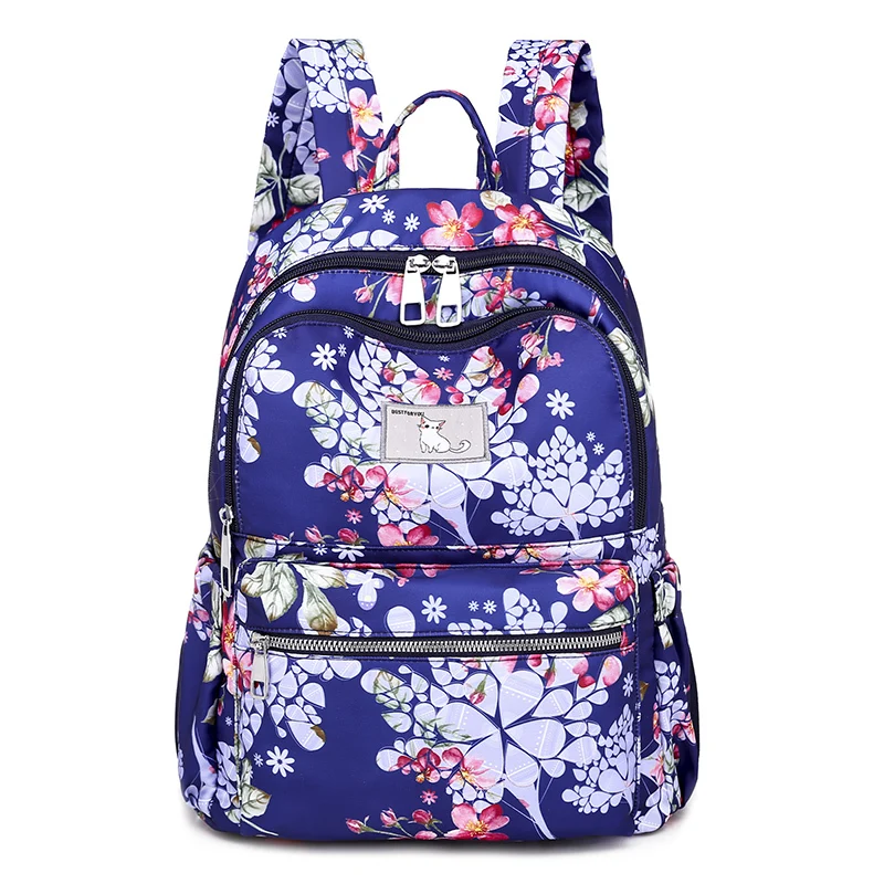 

Cute Lightweight Canvas Bookbags Small School Bags for Teenage Girls Travel Daypack Floral Blue Women Backpack Mochila Feminina